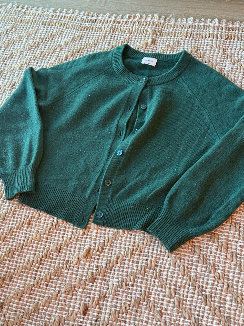 Wilfred Forest Green Button-Up Crewneck Cardigan